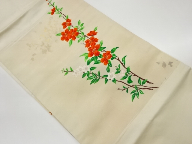 JAPANESE KIMONO / VINTAGE NAGOYA OBI / WOVEN FLOWERS